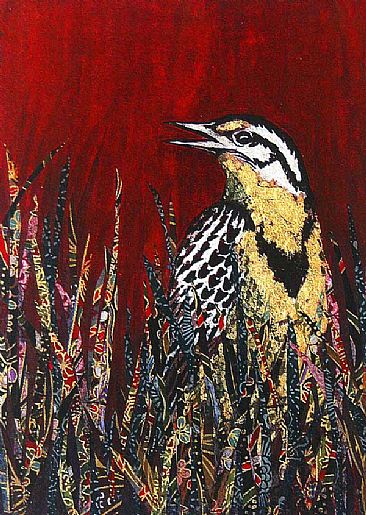 Meadow Lark and Red Sky - meadowlark by Candy McManiman