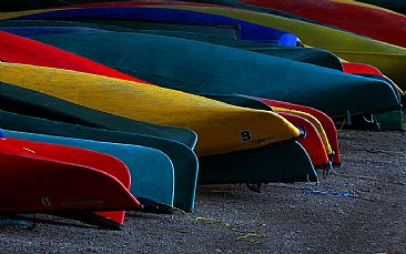 Canoes - canoes at evening by Candy McManiman