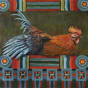 Temple Rooster - jungle fowl by Candy McManiman