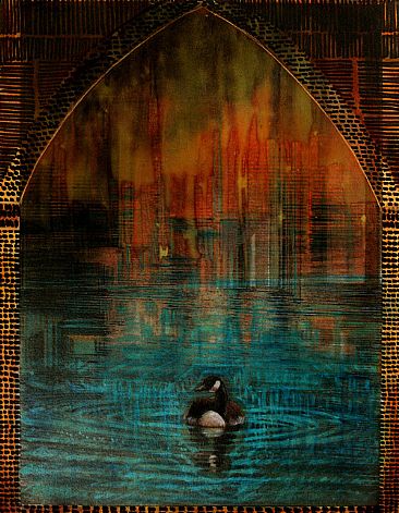 Labyrinth # 1 - surreal landscape and goose by Candy McManiman