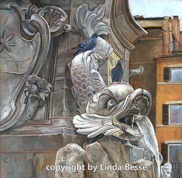 Fontana del Pantheon - Pigeons by Linda Besse