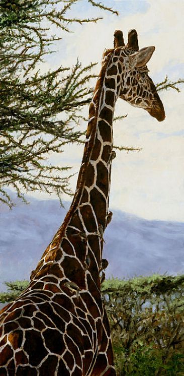 Giraffe & Company (SOLD) - Reticulated Giraffe by Linda Besse