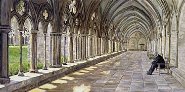 In Prayer  (SOLD) - Salisbury Cathedral by Linda Besse