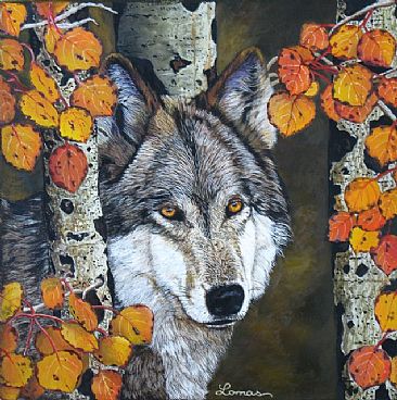 Eyes of Autumn - Grey Wolf by Craig Lomas