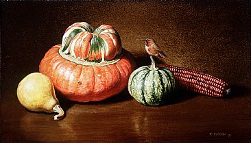 Gourds and Rufous Hummingbird -  by Ron Orlando