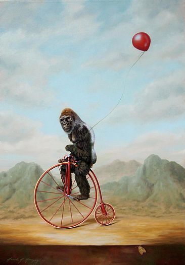 Amazing Strength Of Spokes - gorilla, Silverback, bike balloon by Linda Herzog
