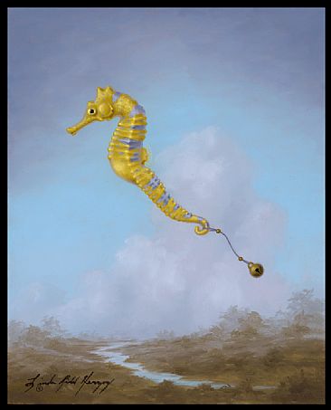 Delivering Joy - seahorse, bell sea horse by Linda Herzog