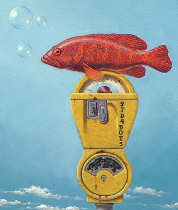 Dots  - detail - Grouper, blue spotted grouper, parking meter by Linda Herzog
