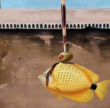 Sheldon Hatching the Egg - detail 2 - Milletseed butterfly fish by Linda Herzog