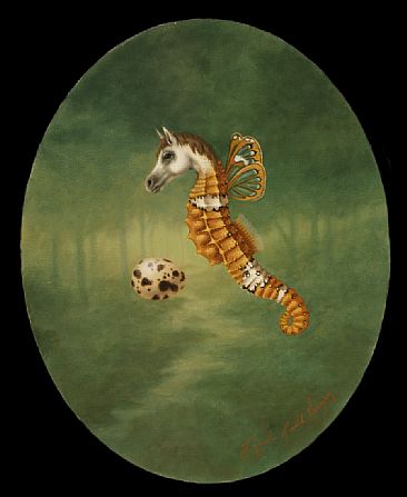 Guardian Angle - Seahorse, butterfly, quail egg, arabian horse, horse by Linda Herzog