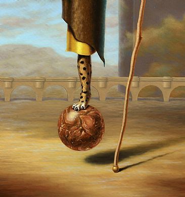 Monty R. Cheetah The Visionary - detail bottom - cheetah foot, marble ball by Linda Herzog