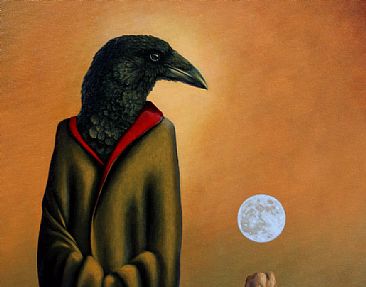 Moon Sentinel - detail head - crow by Linda Herzog