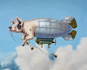 Pig Blimp detail - Pig, blimp by Linda Herzog