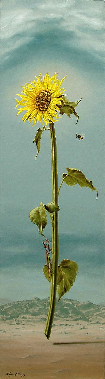 Sunflower - Bumble Bee Sunflower praying mantis by Linda Herzog