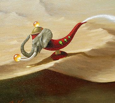 Three Wishes - detail Genie Lamp - Genie Lamp, Elephant by Linda Herzog