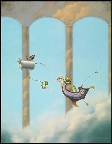 Tin Cat Adventure - Butterfly, Red Eyed Tree Frog, Frog, Yoshi, Boat, Ohau Snail by Linda Herzog