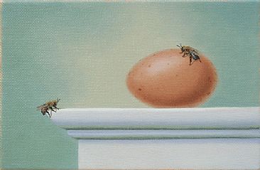 Two Bee - Honey bee, chicken egg, bee by Linda Herzog