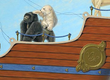 VM Boat - detail 2 - gorilla, polar bear, bear, polar bear cub by Linda Herzog