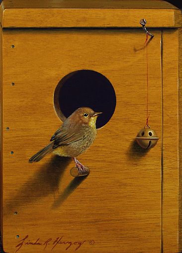 Common Yellowthroat House - Bird, common yelloowthroat, bell, bird house by Linda Herzog
