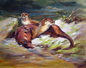 A Warm Spot - River Otter by Peggy Watkins