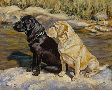 Training Day - Dogs  (Sporting Art) by Peggy Watkins