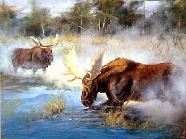 Trouble Brewing - Moose by Peggy Watkins