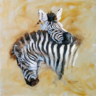 Zebra Sketch - Zebras by Peggy Watkins