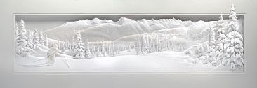 Firstracks - mountain landscape winter by Calvin Nicholls