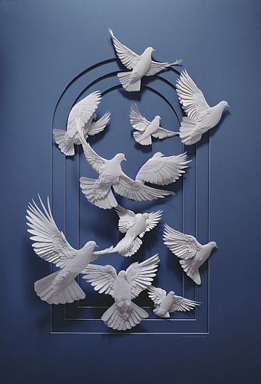 Doves II  - doves in flight by Calvin Nicholls