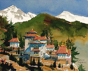 Buddhist Monastery in the Himalayas - Monastery in the Himalayan foothills of North India by David Rankin