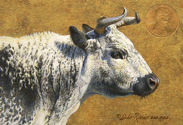 Bovine Beauty / Miniature - Randall Lineback Cow by Linda Rossin