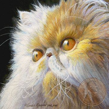 Bright Eyes / Miniature - Persian Cat by Linda Rossin