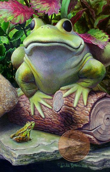 Hero Worship / Miniature (Sold) - Green Frog by Linda Rossin