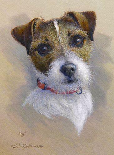 Meg / Miniature (Commission) - Parson Russel Terrier by Linda Rossin