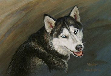My Best Girl / Miniature (Commission) - Siberian Husky by Linda Rossin