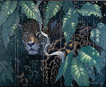 Jaguar on Jaguar   Painting   Nature Art By Richard Sloan  1935 2007