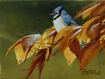 Bluejay and Fall -  by Guy Coheleach