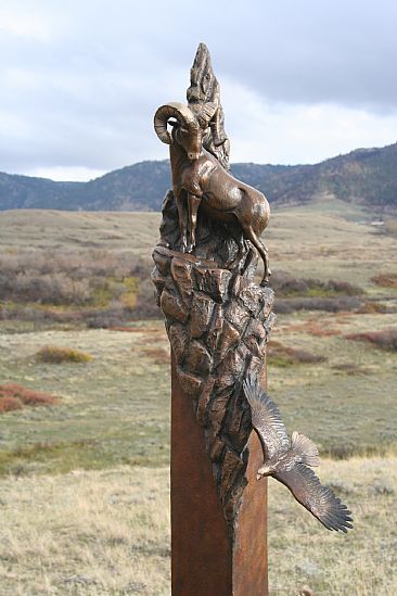 Above The Timberline - Bighorn Ram and Eagle by Chris Navarro