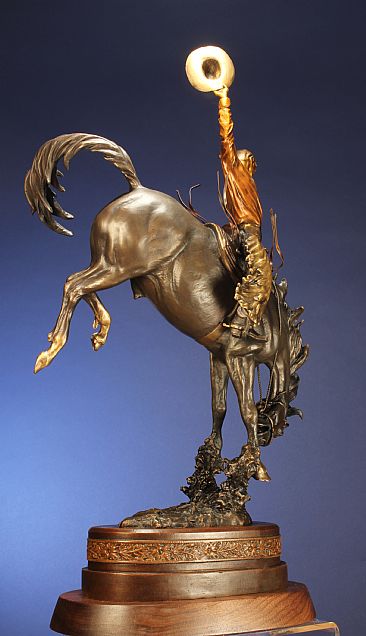 Wyoming Cowboy  - Cowboy riding a bucking horse  by Chris Navarro