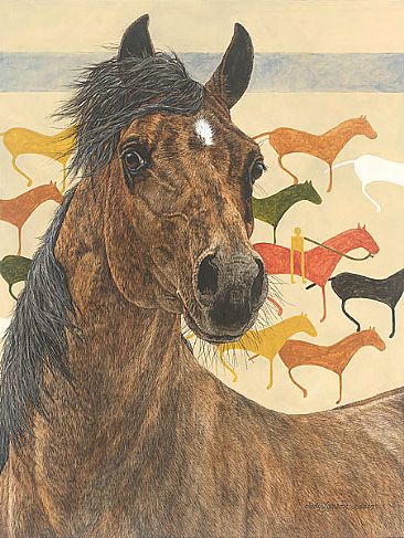 The Elk Dog Tipi - Horse, Native Tipi by Judy Larson