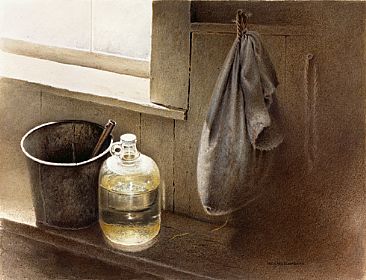 Spring Water - Interior with waterjug & bucket by Michael Dumas