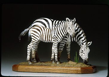 Zebra - mare and foal - plains zebra by Dorcas MacClintock