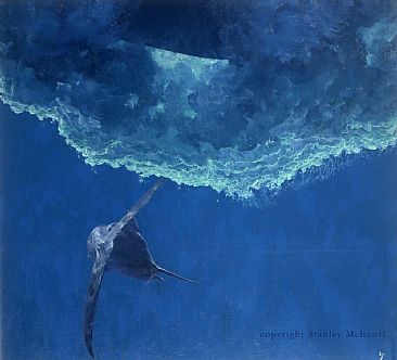 Marlin running, Boat Backing Down - marlin by Stanley Meltzoff