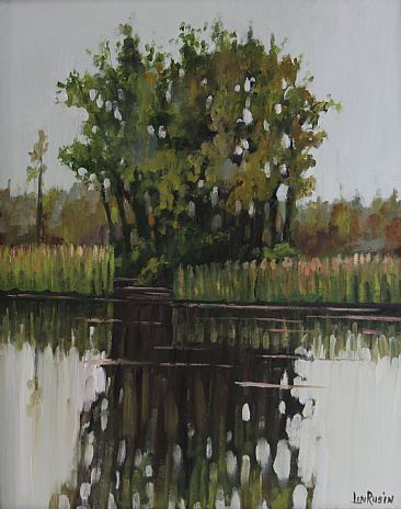 Swamp Reflection - Landscape by Len Rusin
