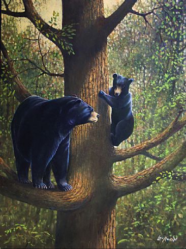 Mom knows best - Black Bear by Len Rusin
