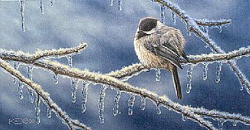 Cold Snap - Black-Capped Chickadee by Kathleen  Dunn