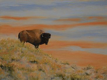 Hillside Vigil - Bison by Betsy Popp