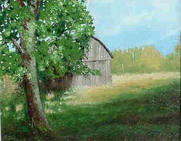 Valley View Barn - Plein Air Landscape with Barn by Betsy Popp