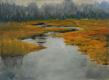 Overcast Day - Landscape/ river scene by Betsy Popp