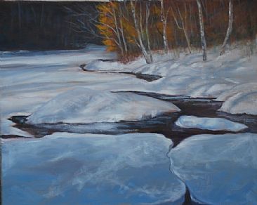 Breaking Water - SOLD - Landscape, water, winter by Betsy Popp